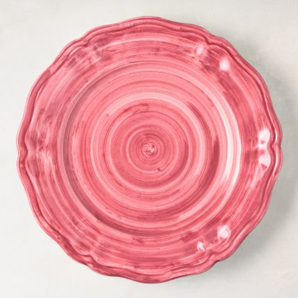 Deruta Pink Painted Ceramic Dinner Plate